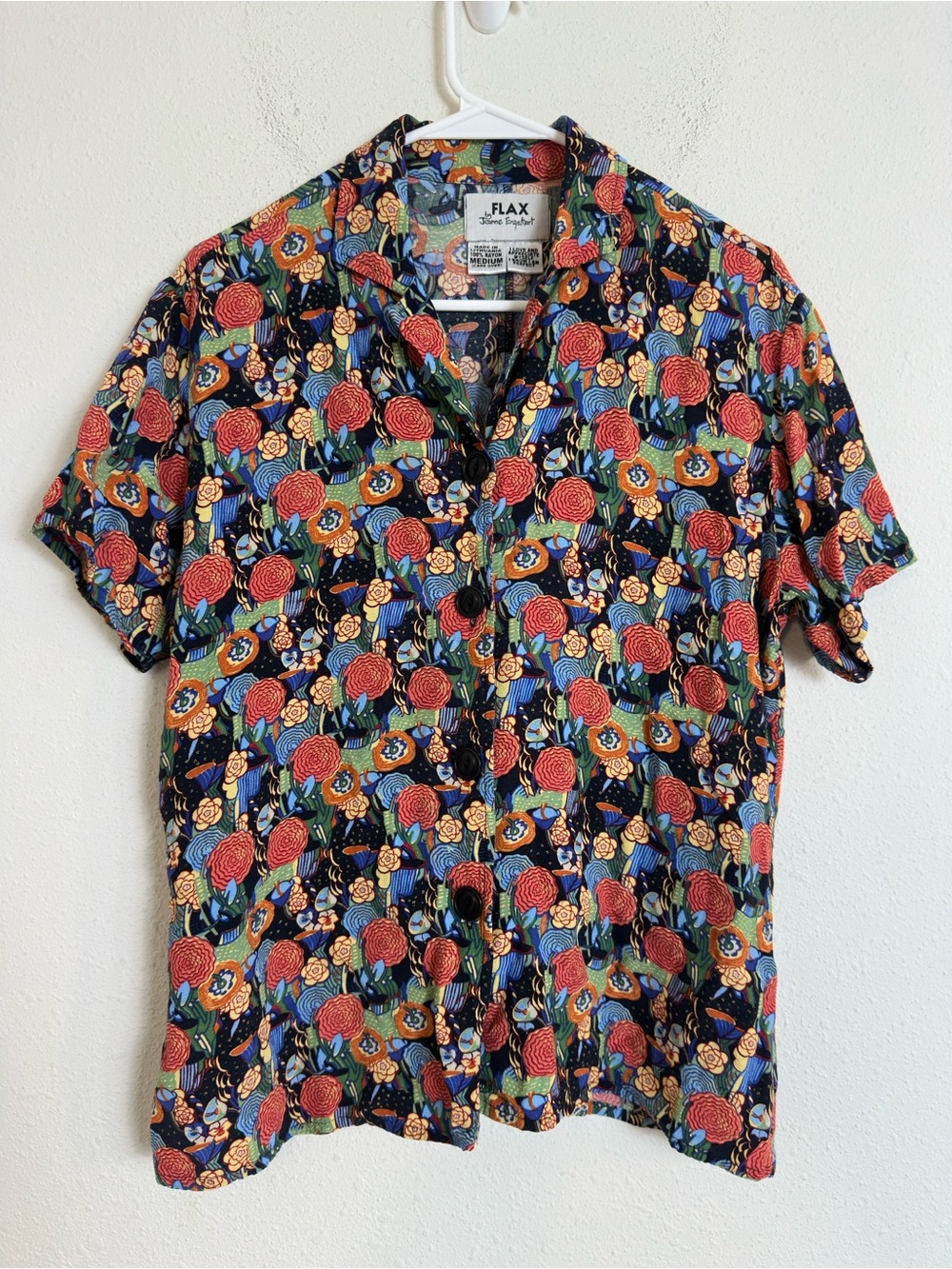 Flax floral print button down shirt